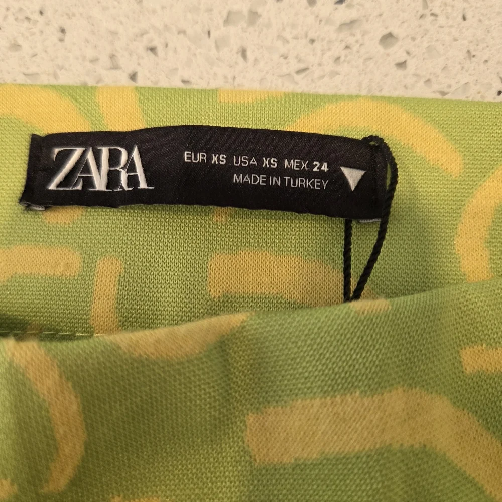 Zara Lime Green & Yellow Retro 70's Style Flared Jacquared Knit Pants NEW - Picture 8 of 9